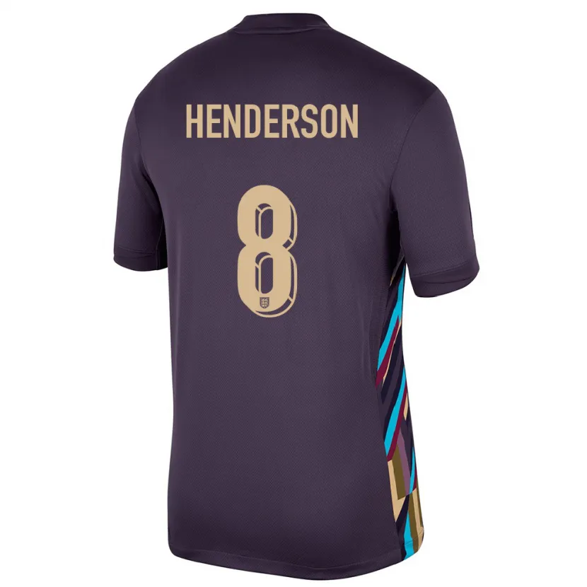 Danxen Dame England Jordan Henderson #8 Mørk Rosin Bortetrøye Drakt Trøye 24-26 Skjorter T-Skjorte