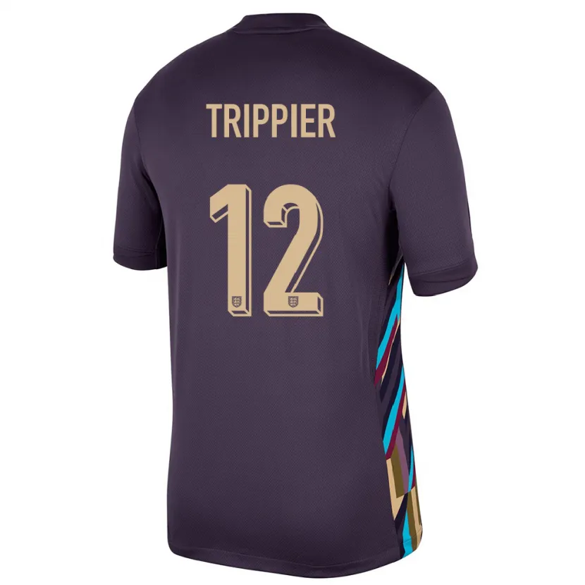 Danxen Dame England Kieran Trippier #12 Mørk Rosin Bortetrøye Drakt Trøye 24-26 Skjorter T-Skjorte