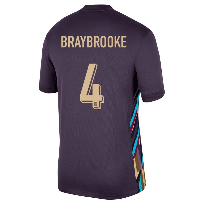 Danxen Dame England Samuel Braybrooke #4 Mørk Rosin Bortetrøye Drakt Trøye 24-26 Skjorter T-Skjorte