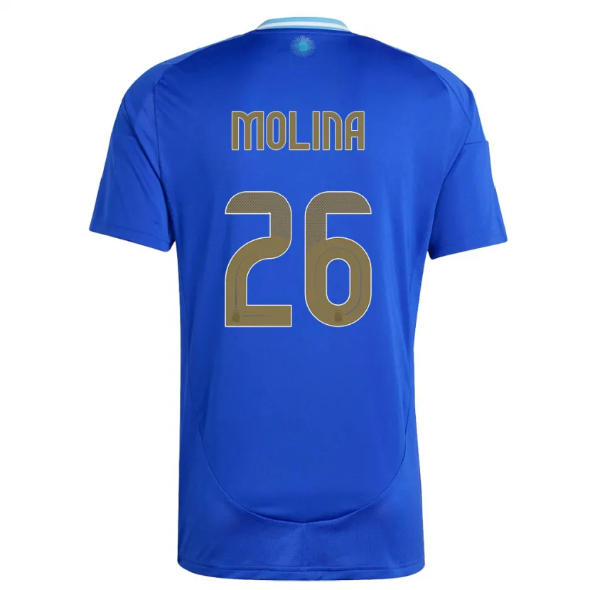 Danxen Dame Argentina Nahuel Molina #26 Blå Bortetrøye Drakt Trøye 24-26 Skjorter T-Skjorte