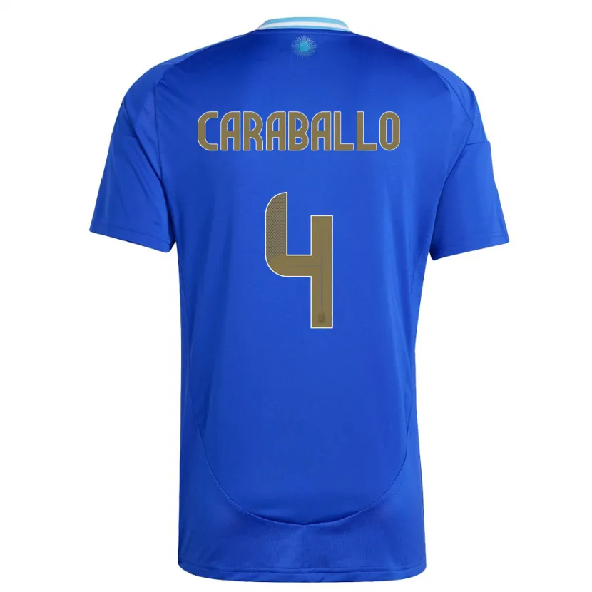 Danxen Dame Argentina Brian Caraballo #4 Blå Bortetrøye Drakt Trøye 24-26 Skjorter T-Skjorte