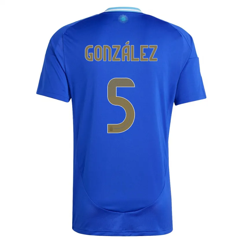 Danxen Dame Argentina Maximiliano Gonzalez #5 Blå Bortetrøye Drakt Trøye 24-26 Skjorter T-Skjorte