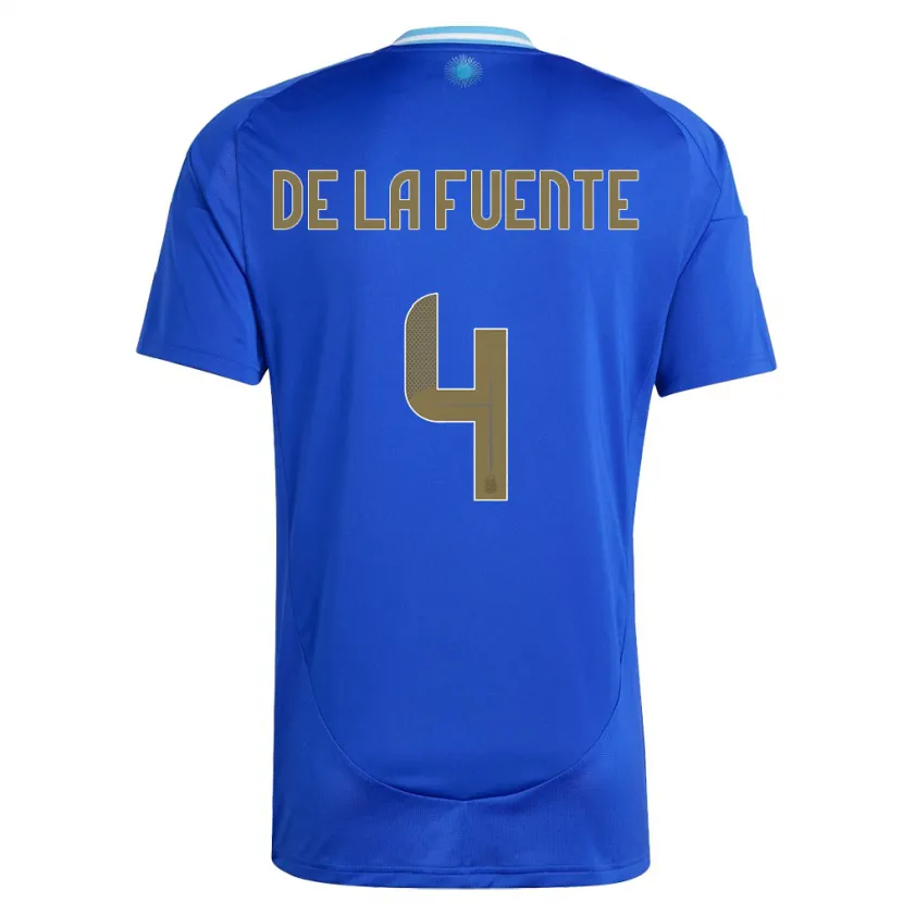 Danxen Dame Argentina Hernan De La Fuente #4 Blå Bortetrøye Drakt Trøye 24-26 Skjorter T-Skjorte