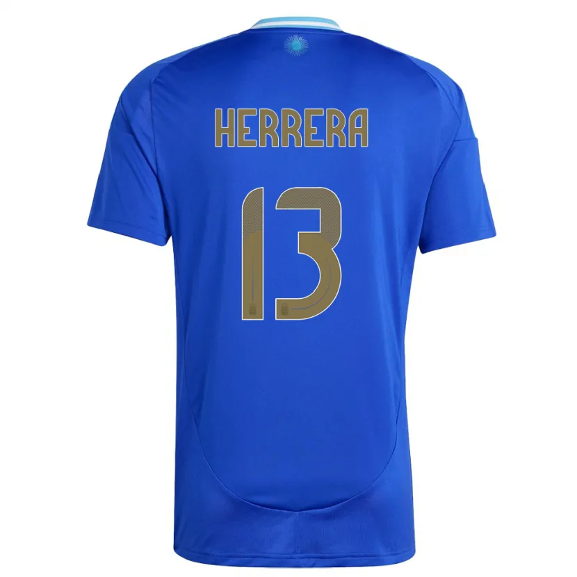 Danxen Dame Argentina Marcelo Herrera #13 Blå Bortetrøye Drakt Trøye 24-26 Skjorter T-Skjorte
