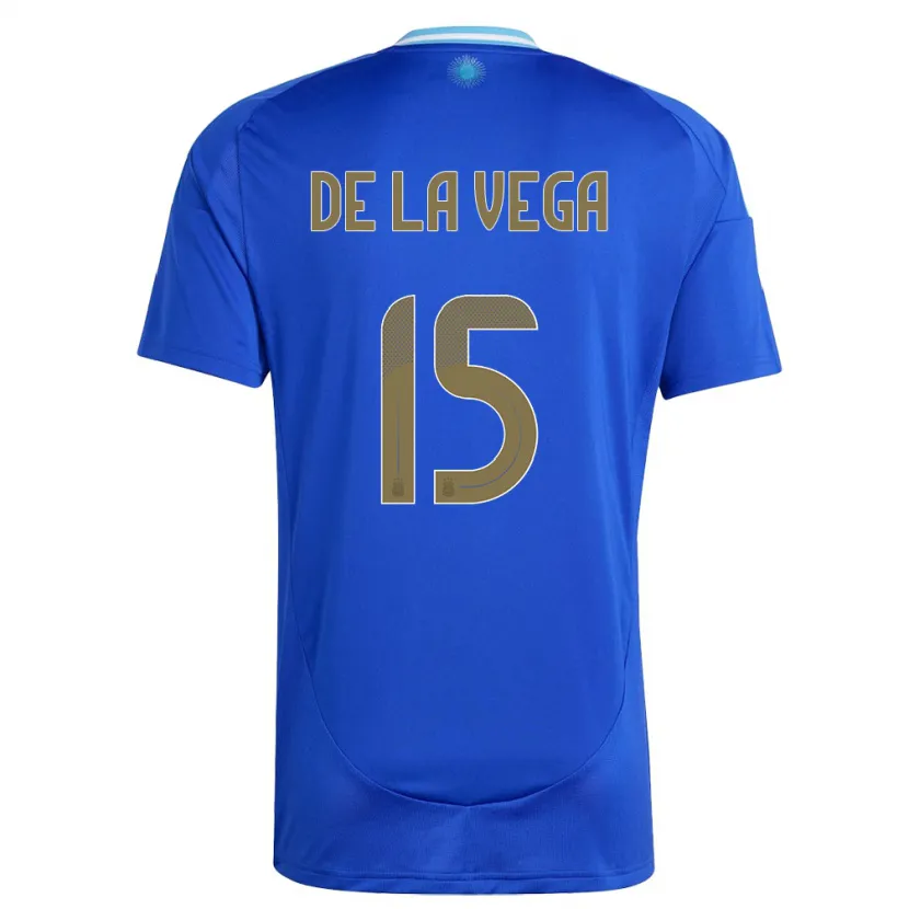 Danxen Dame Argentina Pedro De La Vega #15 Blå Bortetrøye Drakt Trøye 24-26 Skjorter T-Skjorte