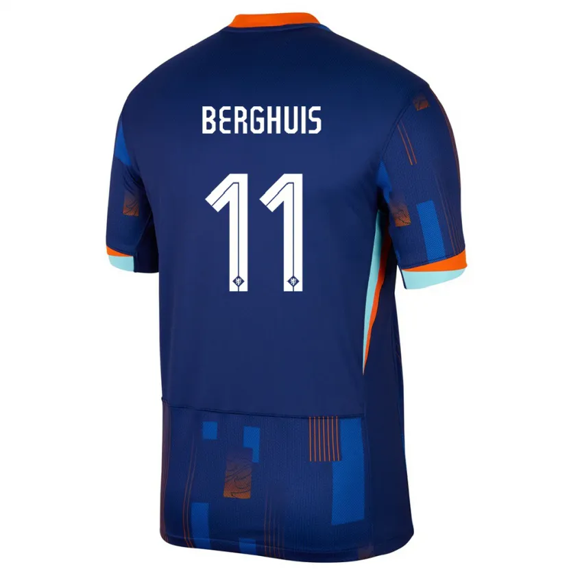 Danxen Dame Nederland Steven Berghuis #11 Blå Bortetrøye Drakt Trøye 24-26 Skjorter T-Skjorte