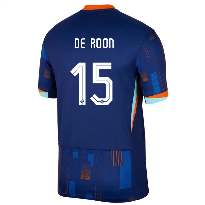 Danxen Dame Nederland Marten De Roon #15 Blå Bortetrøye Drakt Trøye 24-26 Skjorter T-Skjorte