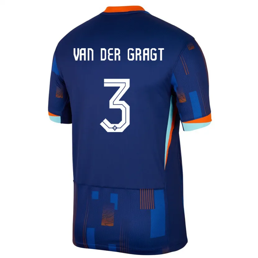 Danxen Dame Nederland Stefanie Van Der Gragt #3 Blå Bortetrøye Drakt Trøye 24-26 Skjorter T-Skjorte