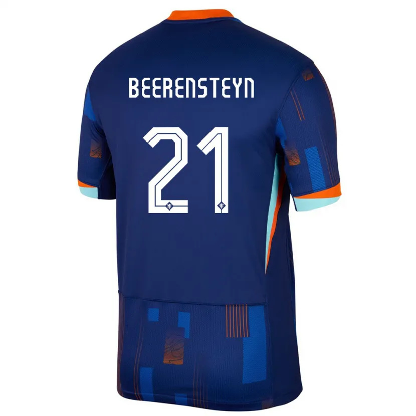 Danxen Dame Nederland Lineth Beerensteyn #21 Blå Bortetrøye Drakt Trøye 24-26 Skjorter T-Skjorte