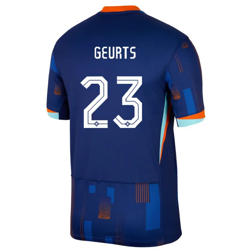 Danxen Dame Nederland Loes Geurts #23 Blå Bortetrøye Drakt Trøye 24-26 Skjorter T-Skjorte
