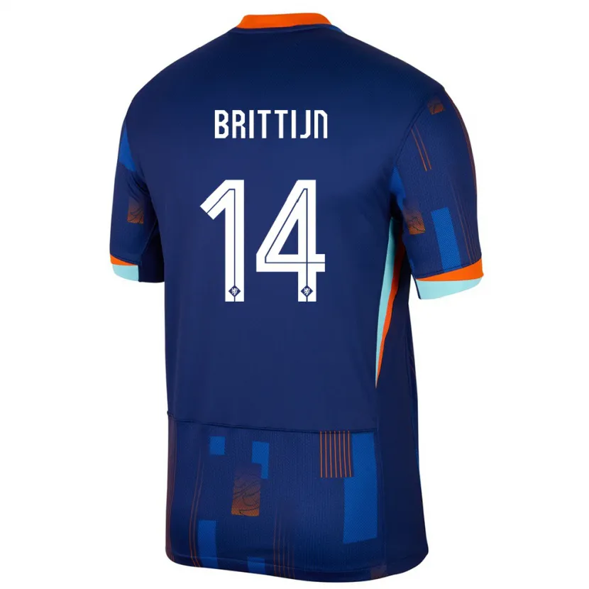 Danxen Dame Nederland Philip Brittijn #14 Blå Bortetrøye Drakt Trøye 24-26 Skjorter T-Skjorte
