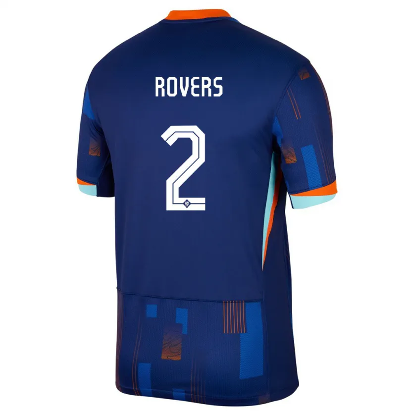 Danxen Dame Nederland Bram Rovers #2 Blå Bortetrøye Drakt Trøye 24-26 Skjorter T-Skjorte