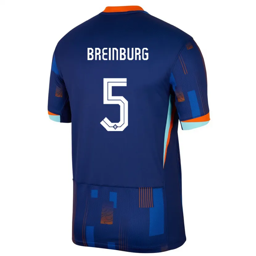 Danxen Dame Nederland Rainey Breinburg #5 Blå Bortetrøye Drakt Trøye 24-26 Skjorter T-Skjorte
