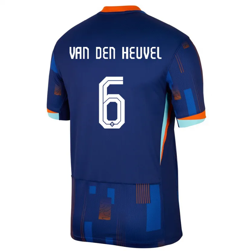Danxen Dame Nederland Tim Van Den Heuvel #6 Blå Bortetrøye Drakt Trøye 24-26 Skjorter T-Skjorte