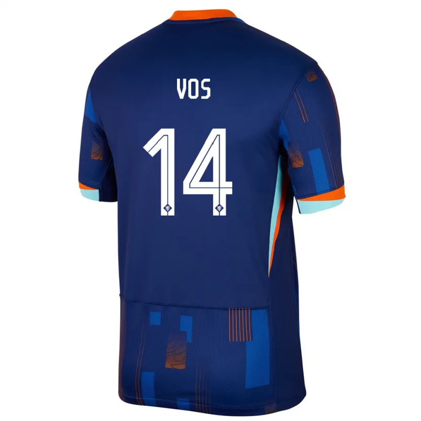Danxen Dame Nederland Silvano Vos #14 Blå Bortetrøye Drakt Trøye 24-26 Skjorter T-Skjorte