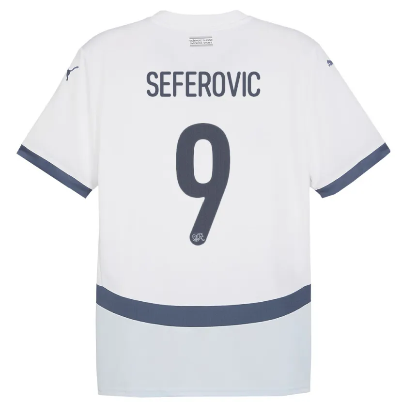 Danxen Dame Sveits Haris Seferovic #9 Hvit Bortetrøye Drakt Trøye 24-26 Skjorter T-Skjorte