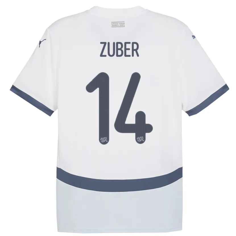 Danxen Dame Sveits Steven Zuber #14 Hvit Bortetrøye Drakt Trøye 24-26 Skjorter T-Skjorte