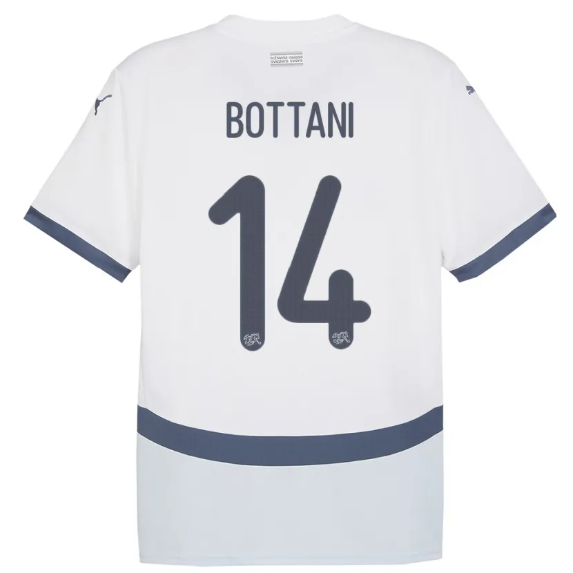 Danxen Dame Sveits Mattia Bottani #14 Hvit Bortetrøye Drakt Trøye 24-26 Skjorter T-Skjorte