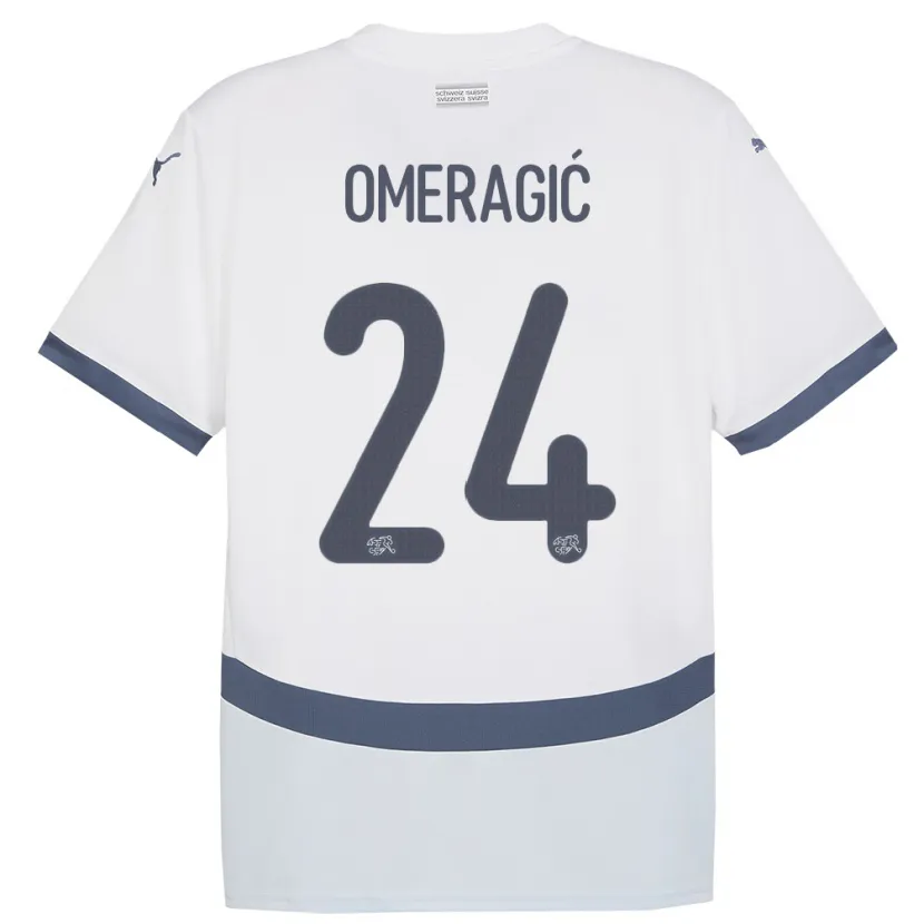 Danxen Dame Sveits Becir Omeragic #24 Hvit Bortetrøye Drakt Trøye 24-26 Skjorter T-Skjorte