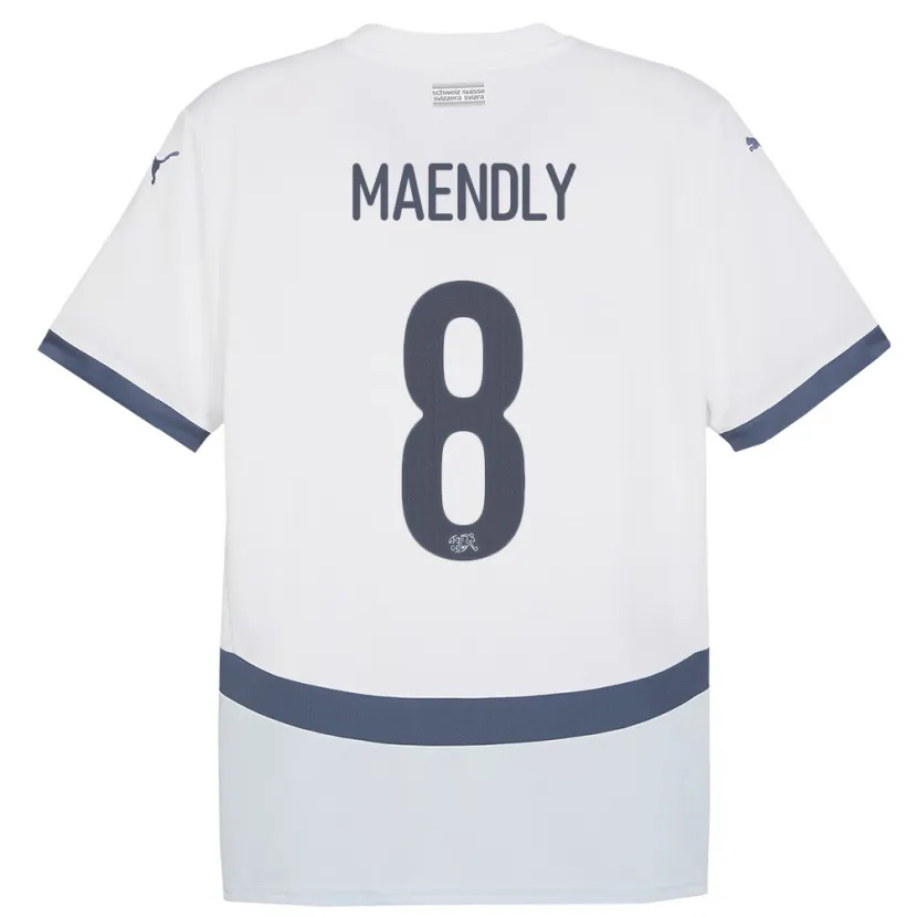Danxen Dame Sveits Sandy Maendly #8 Hvit Bortetrøye Drakt Trøye 24-26 Skjorter T-Skjorte