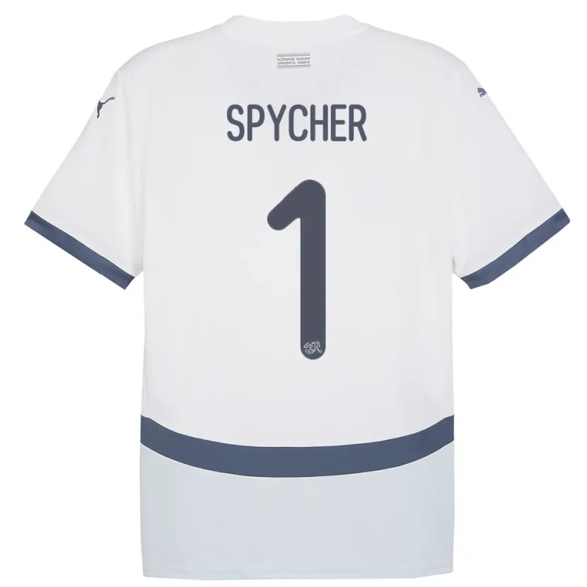 Danxen Dame Sveits Tim Spycher #1 Hvit Bortetrøye Drakt Trøye 24-26 Skjorter T-Skjorte