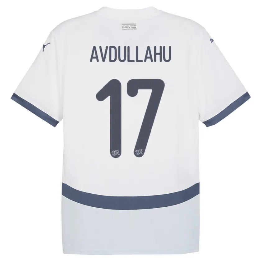Danxen Dame Sveits Leon Avdullahu #17 Hvit Bortetrøye Drakt Trøye 24-26 Skjorter T-Skjorte