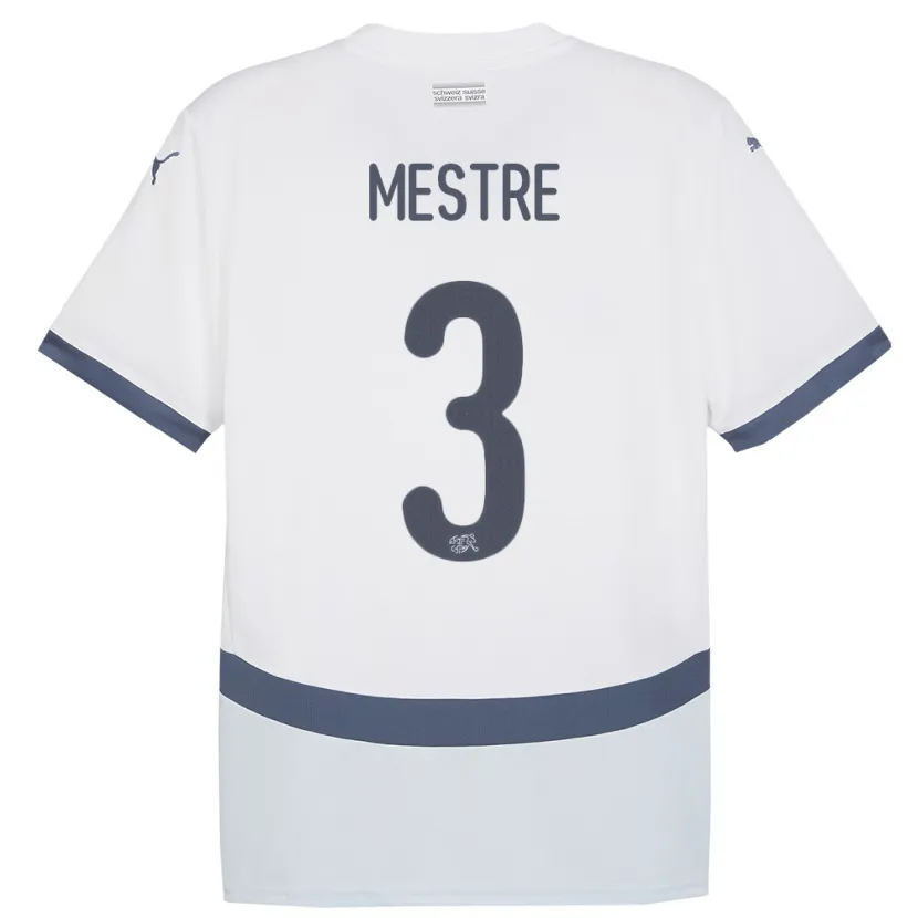 Danxen Dame Sveits Luis Mestre #3 Hvit Bortetrøye Drakt Trøye 24-26 Skjorter T-Skjorte
