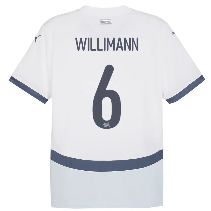 Danxen Dame Sveits Mauricio Willimann #6 Hvit Bortetrøye Drakt Trøye 24-26 Skjorter T-Skjorte