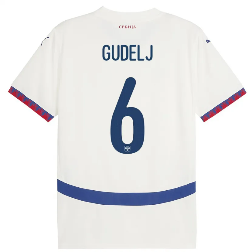 Danxen Dame Serbia Nemanja Gudelj #6 Hvit Bortetrøye Drakt Trøye 24-26 Skjorter T-Skjorte