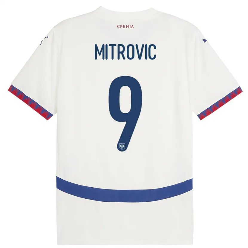 Danxen Dame Serbia Aleksandar Mitrovic #9 Hvit Bortetrøye Drakt Trøye 24-26 Skjorter T-Skjorte