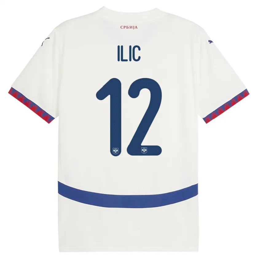 Danxen Dame Serbia Marko Ilic #12 Hvit Bortetrøye Drakt Trøye 24-26 Skjorter T-Skjorte