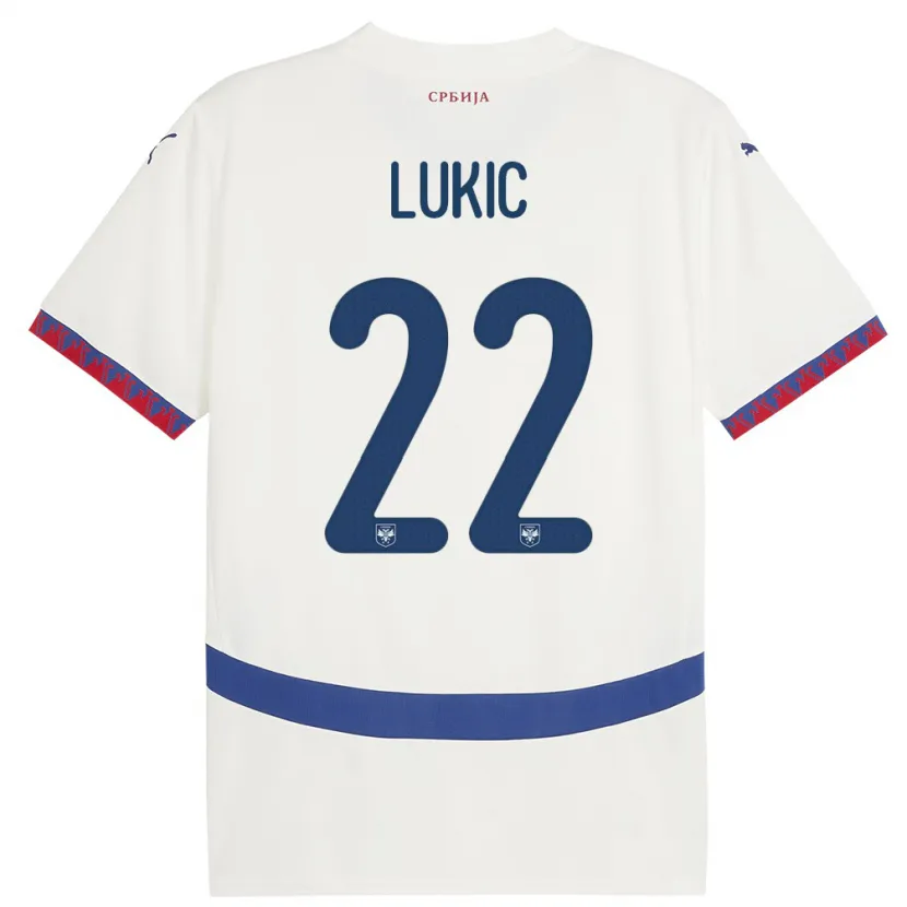 Danxen Dame Serbia Sasa Lukic #22 Hvit Bortetrøye Drakt Trøye 24-26 Skjorter T-Skjorte