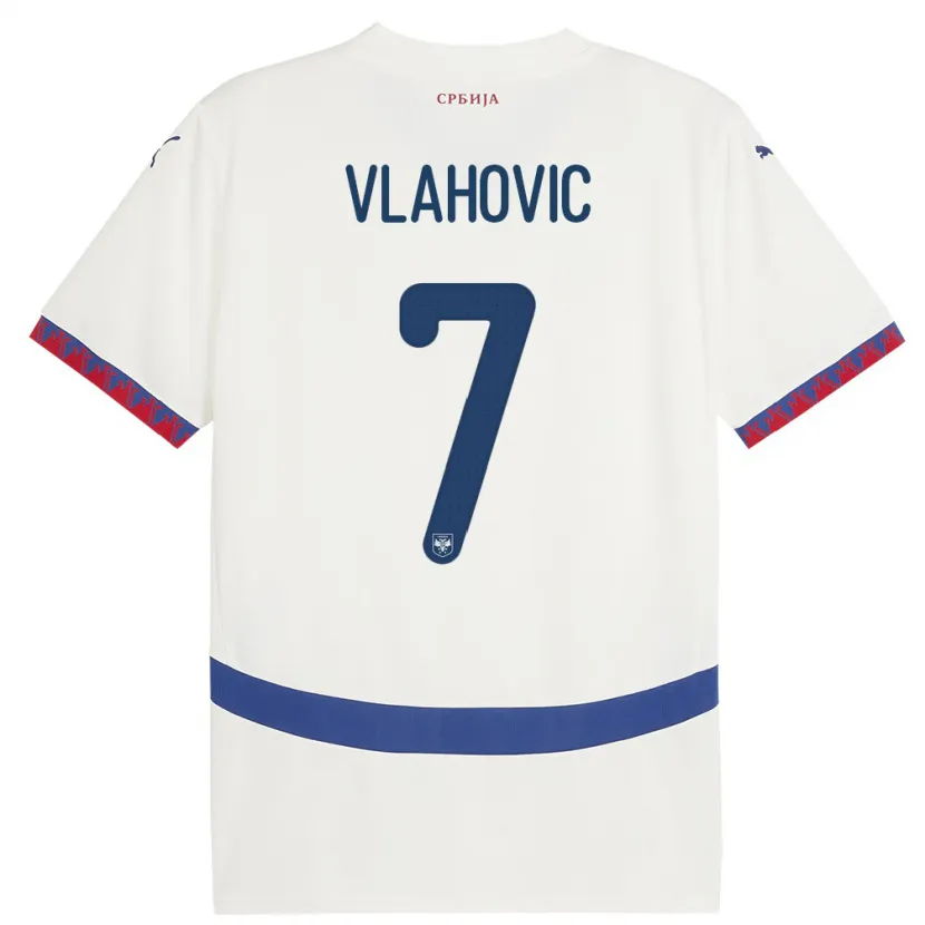 Danxen Dame Serbia Dusan Vlahovic #7 Hvit Bortetrøye Drakt Trøye 24-26 Skjorter T-Skjorte
