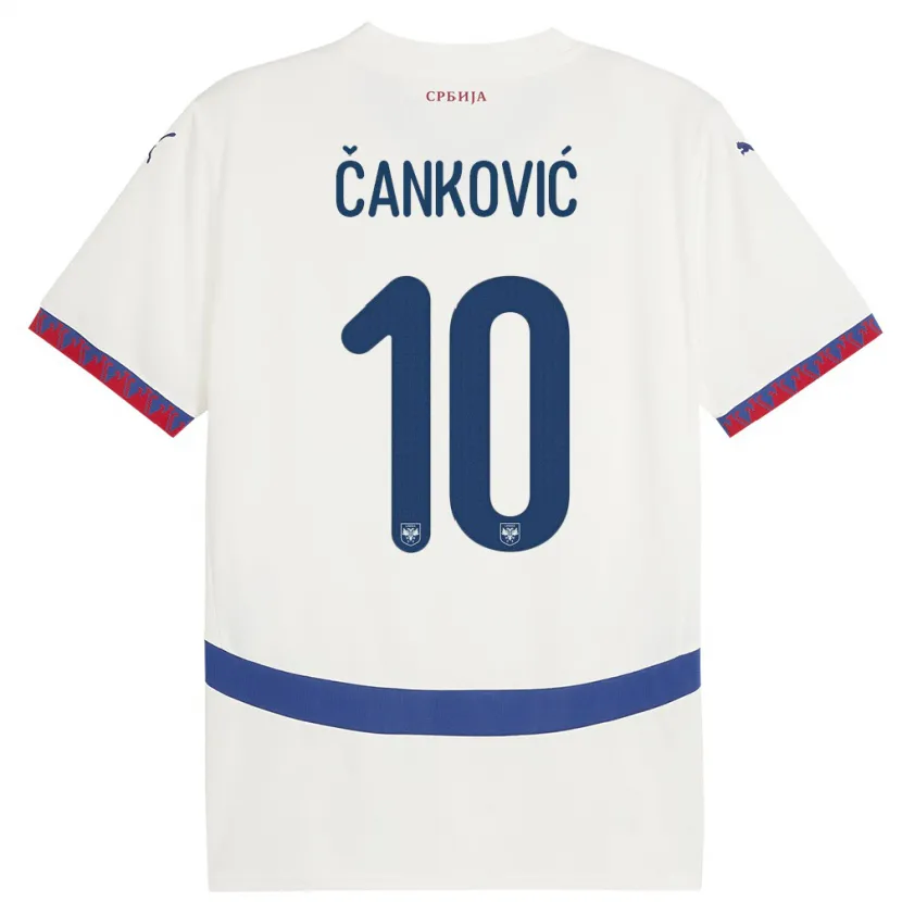Danxen Dame Serbia Jelena Cankovic #10 Hvit Bortetrøye Drakt Trøye 24-26 Skjorter T-Skjorte