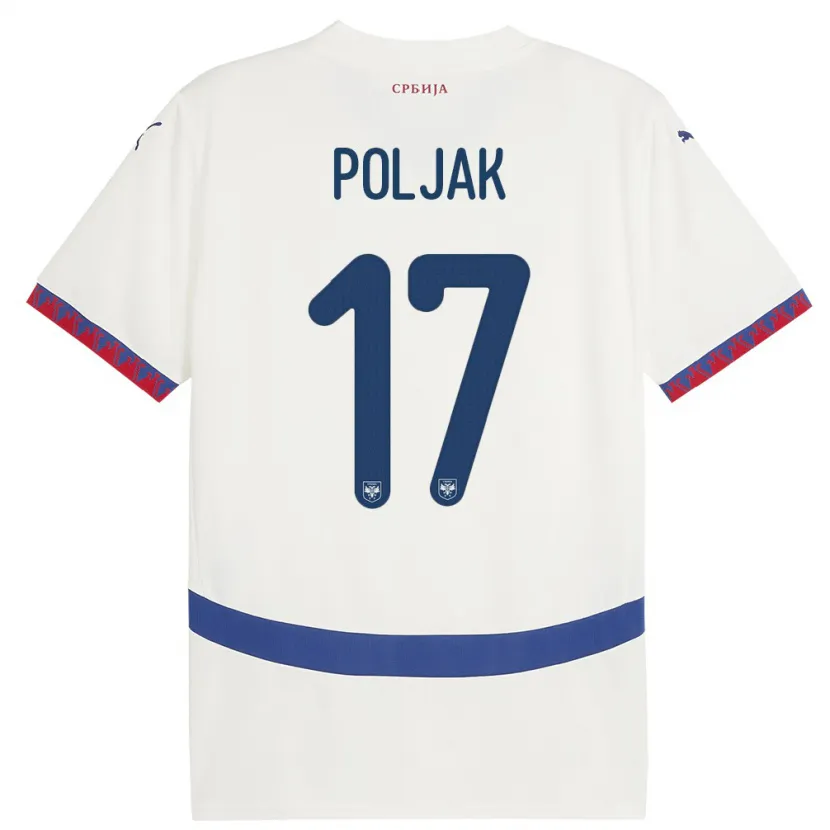 Danxen Dame Serbia Allegra Poljak #17 Hvit Bortetrøye Drakt Trøye 24-26 Skjorter T-Skjorte