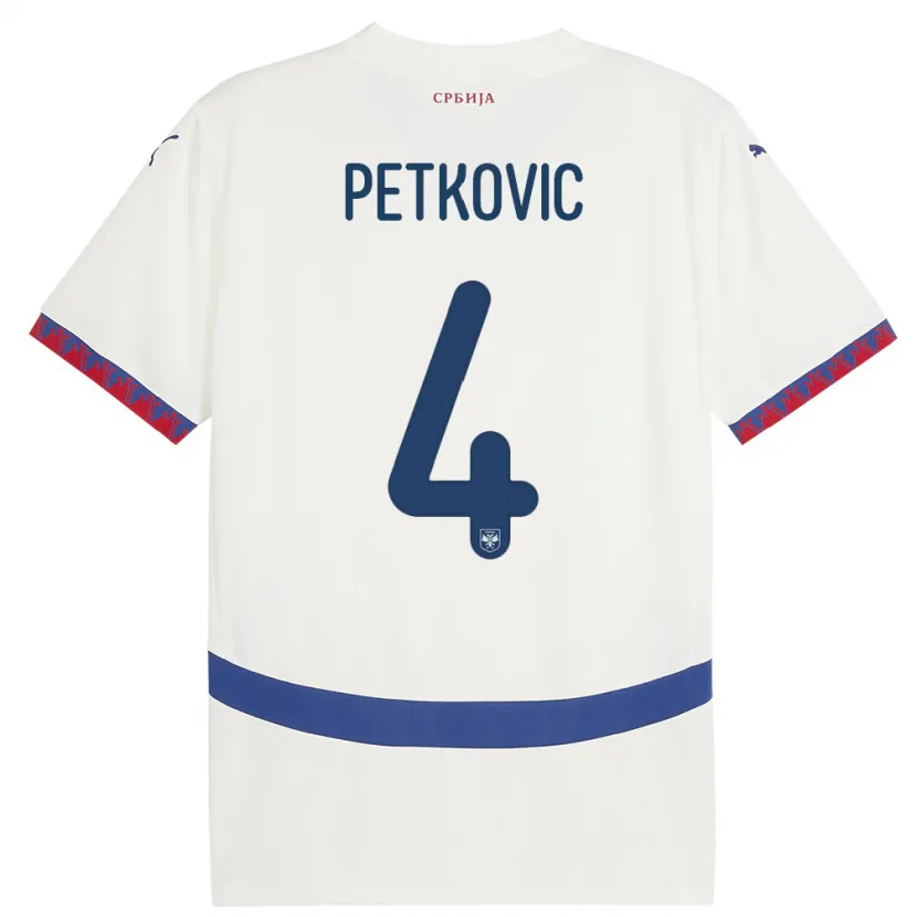 Danxen Dame Serbia Nikola Petkovic #4 Hvit Bortetrøye Drakt Trøye 24-26 Skjorter T-Skjorte