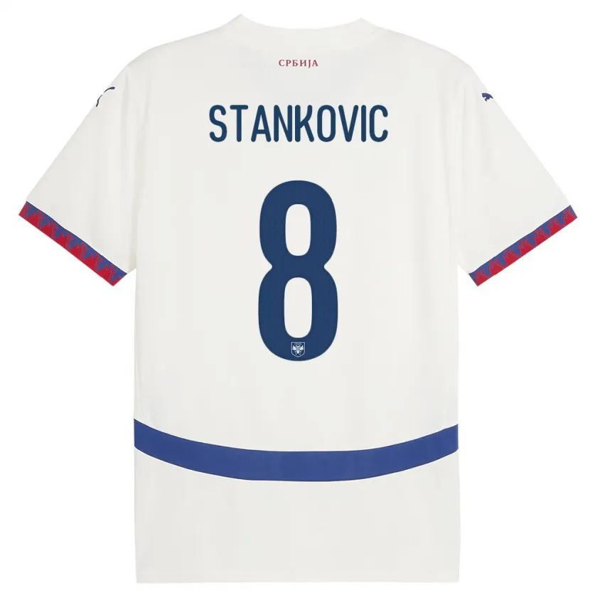 Danxen Dame Serbia Nikola Stankovic #8 Hvit Bortetrøye Drakt Trøye 24-26 Skjorter T-Skjorte