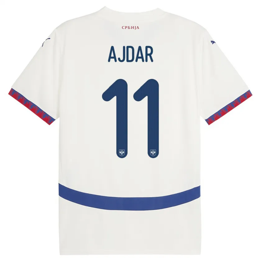 Danxen Dame Serbia Ognjen Ajdar #11 Hvit Bortetrøye Drakt Trøye 24-26 Skjorter T-Skjorte