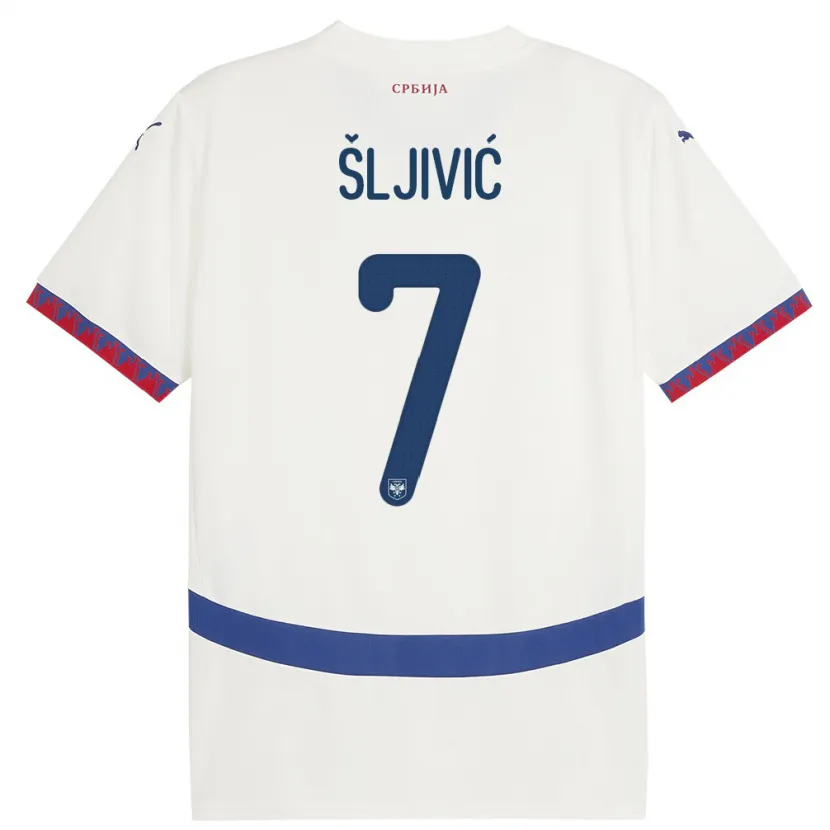 Danxen Dame Serbia Jovan Sljivic #7 Hvit Bortetrøye Drakt Trøye 24-26 Skjorter T-Skjorte
