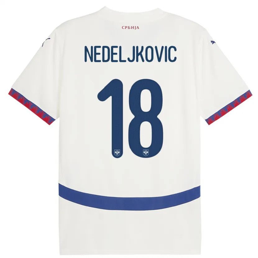 Danxen Dame Serbia Kosta Nedeljkovic #18 Hvit Bortetrøye Drakt Trøye 24-26 Skjorter T-Skjorte