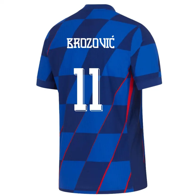 Danxen Dame Kroatia Marcelo Brozovic #11 Blå Bortetrøye Drakt Trøye 24-26 Skjorter T-Skjorte