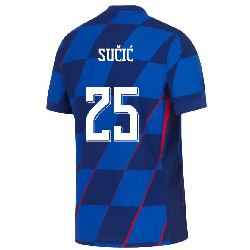 Danxen Dame Kroatia Luka Sucic #25 Blå Bortetrøye Drakt Trøye 24-26 Skjorter T-Skjorte