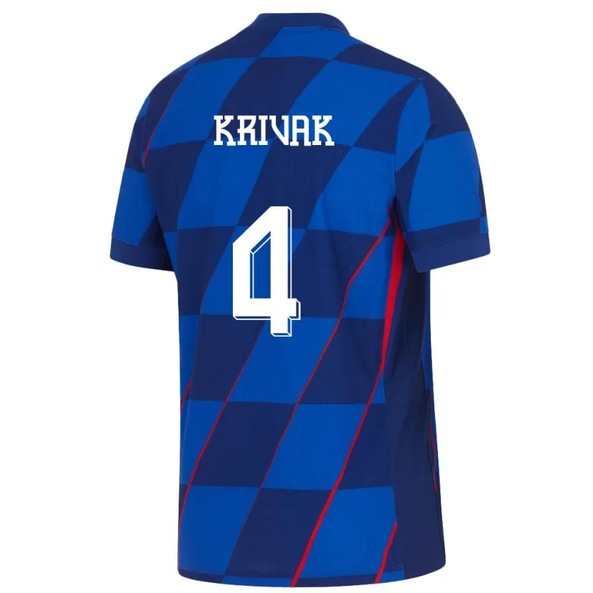 Danxen Dame Kroatia Fabijan Krivak #4 Blå Bortetrøye Drakt Trøye 24-26 Skjorter T-Skjorte