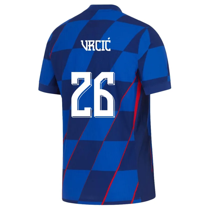 Danxen Dame Kroatia Jere Vrcic #26 Blå Bortetrøye Drakt Trøye 24-26 Skjorter T-Skjorte