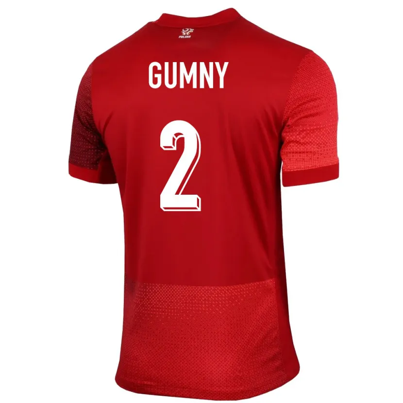 Danxen Dame Polen Robert Gumny #2 Rød Bortetrøye Drakt Trøye 24-26 Skjorter T-Skjorte