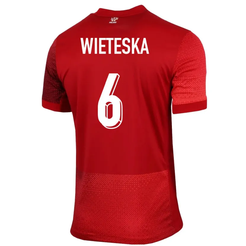 Danxen Dame Polen Mateusz Wieteska #6 Rød Bortetrøye Drakt Trøye 24-26 Skjorter T-Skjorte