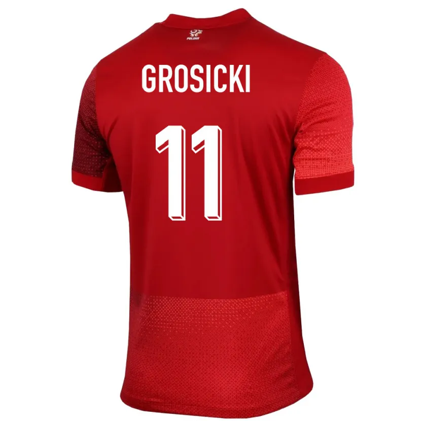 Danxen Dame Polen Kamil Grosicki #11 Rød Bortetrøye Drakt Trøye 24-26 Skjorter T-Skjorte