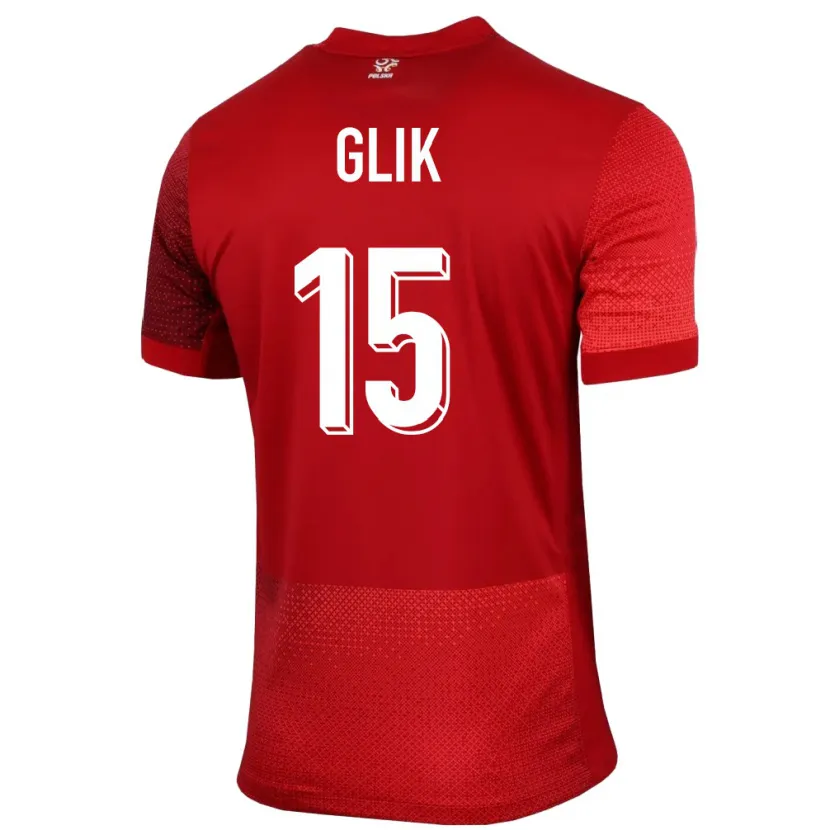 Danxen Dame Polen Kamil Glik #15 Rød Bortetrøye Drakt Trøye 24-26 Skjorter T-Skjorte
