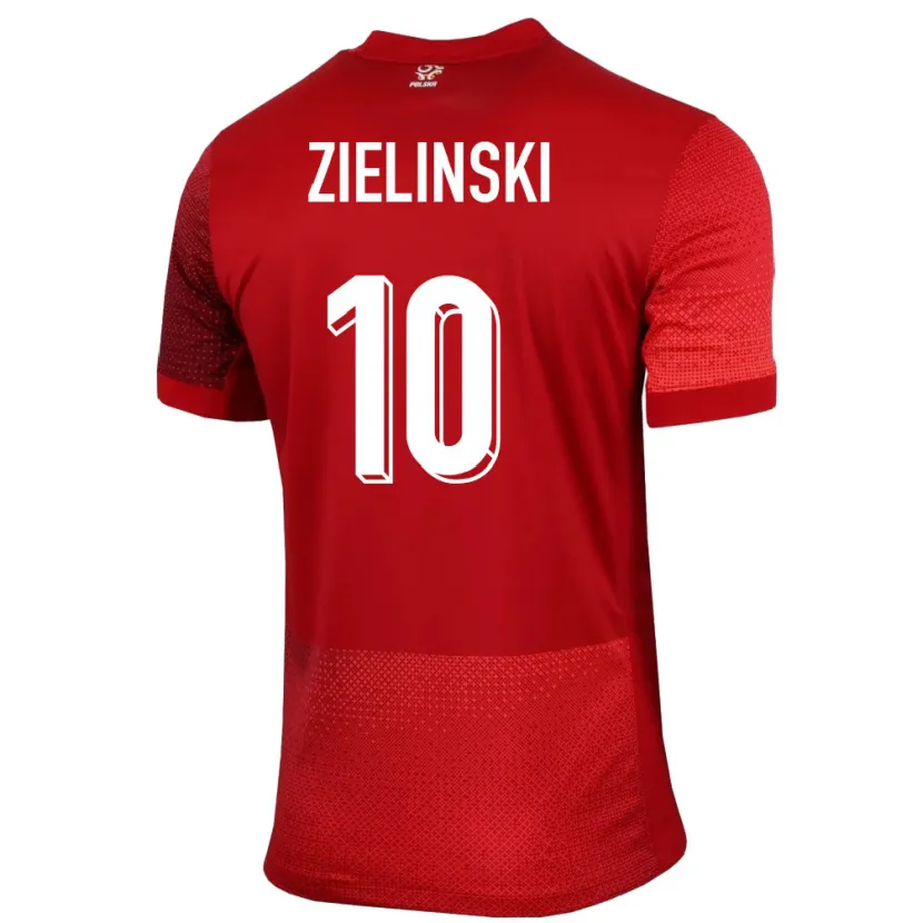 Danxen Dame Polen Piotr Zielinski #10 Rød Bortetrøye Drakt Trøye 24-26 Skjorter T-Skjorte