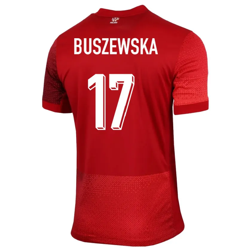 Danxen Dame Polen Zofia Buszewska #17 Rød Bortetrøye Drakt Trøye 24-26 Skjorter T-Skjorte